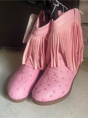 PAWZ Pink Fringe Kids' Western Boots